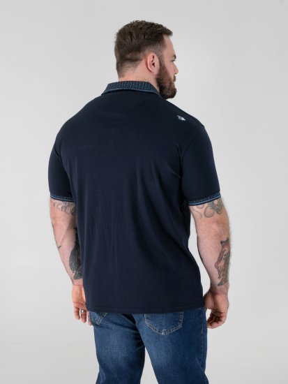 D555 Barret Interlock Jacquard Collar & Cuffs Polo Navy - Pólóingek - Galléros Pólók 2XL-8XL - Pólóingek 2XL-8XL
