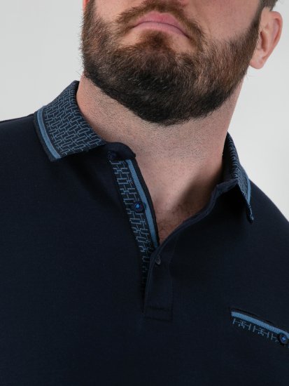 D555 Barret Interlock Jacquard Collar & Cuffs Polo Navy - Pólóingek - Galléros Pólók 2XL-8XL - Pólóingek 2XL-8XL
