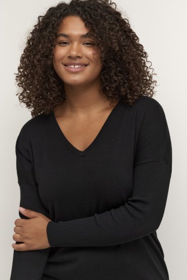 Kaffe Curve Machi Knit Pulóver Mélyfekete - Bluzy & bluzy z kapturem - 