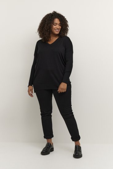 Kaffe Curve Machi Knit Pulóver Mélyfekete - Bluzy & bluzy z kapturem - 