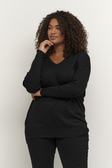 Kaffe Curve Machi Knit Pulóver Mélyfekete - Bluzy & bluzy z kapturem - 