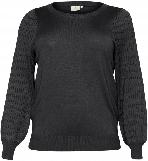 Kaffe Curve Lini Knit Pulóver Fekete Oyster - Bluzy & bluzy z kapturem - 