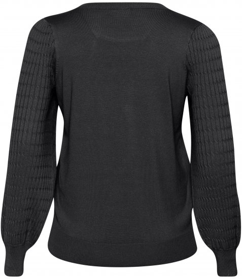 Kaffe Curve Lini Knit Pulóver Fekete Oyster - Bluzy & bluzy z kapturem - 