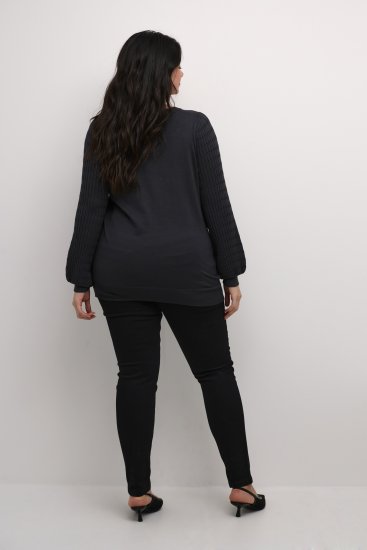 Kaffe Curve Lini Knit Pulóver Fekete Oyster - Bluzy & bluzy z kapturem - 