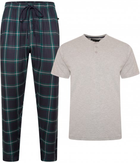 Kam Jeans 896 Lounge Pants and T-Shirt Set Navy/Grey - Pizsama/Loungewear - Pizsama 2XL-10XL