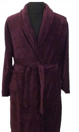 Espionage PJ068 Plain Fleece Gown Burgundy - Fürdőköpenyek/törülközők - Fürdőköpenyek 2XL-10XL