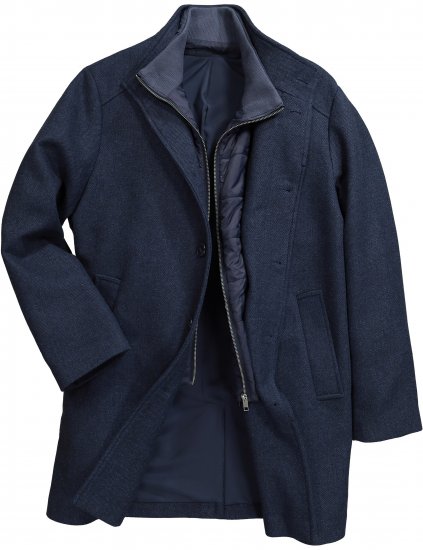 Boston Park Coat Two-Tone Wool Mix Navy - Kabátok - Nagyméretű Kabátok - 2XL-8XL