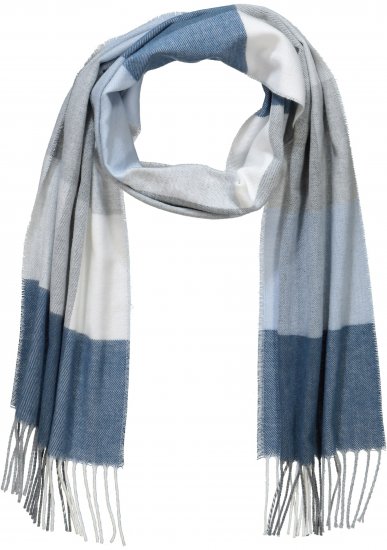 Ulla Popken Woven Check Print Scarf Soft Light Blue - Kiegészítők - 