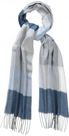 Ulla Popken Woven Check Print Scarf Soft Light Blue - Kiegészítők - 