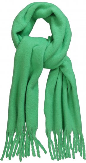Ulla Popken Trendy Boucle Yarn Fringe Knit Scarf Green - Kiegészítők - 