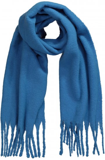 Ulla Popken Trendy Boucle Yarn Fringe Knit Scarf Teal Blue - Kiegészítők - 