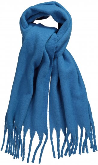 Ulla Popken Trendy Boucle Yarn Fringe Knit Scarf Teal Blue - Kiegészítők - 
