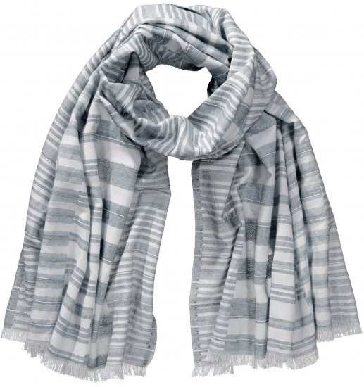 Ulla Popken Striped Statement Scarf Grey - Kiegészítők - 