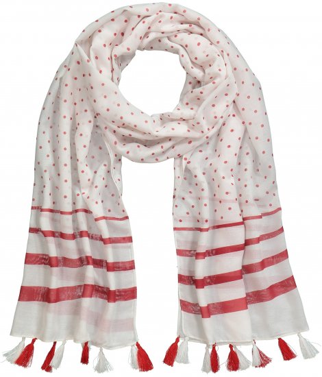 Ulla Popken Dot Print Tassel Accent Scarf Red - Kiegészítők - 