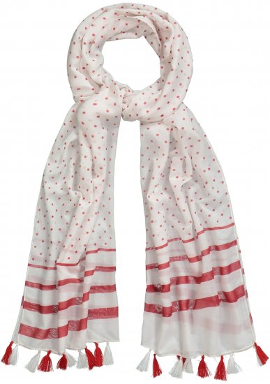 Ulla Popken Dot Print Tassel Accent Scarf Red - Kiegészítők - 