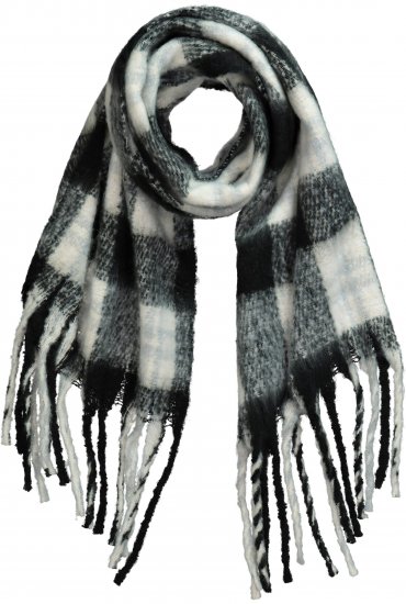 Ulla Popken Plaid Long Fringe Scarf Black - Kiegészítők - 