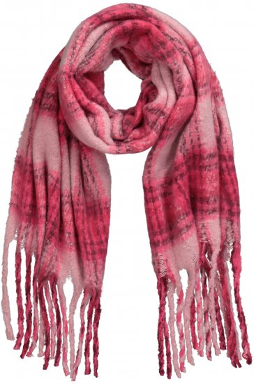 Ulla Popken Plaid Long Fringe Scarf Aubergine - Kiegészítők - 