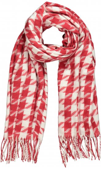 Ulla Popken Houndstooth Fringed Hem Scarf Salsa - Kiegészítők - 