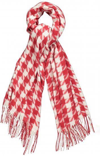 Ulla Popken Houndstooth Fringed Hem Scarf Salsa - Kiegészítők - 