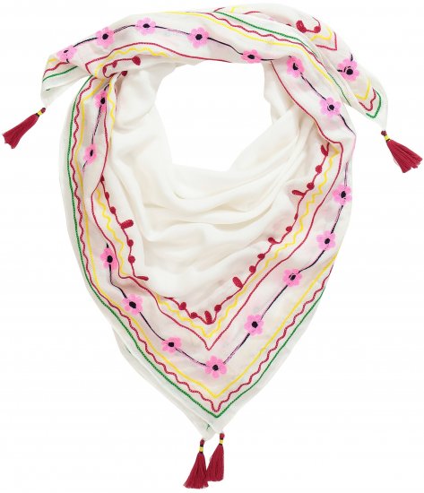 Ulla Popken Tassel Embroidery Scarf Snow White - Kiegészítők - 