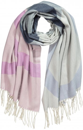 Ulla Popken Cozy Lettering Fringed Scarf Pink and Blue - Kiegészítők - 