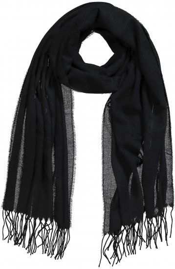 Ulla Popken Fringed Scarf Black - Kiegészítők - 
