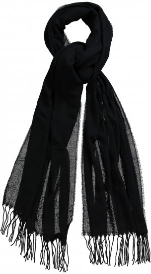Ulla Popken Fringed Scarf Black - Kiegészítők - 