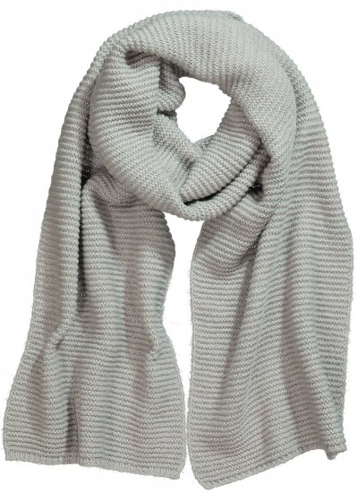 Ulla Popken Garter Stitch Knit Scarf Light Grey Melange - Kiegészítők - 