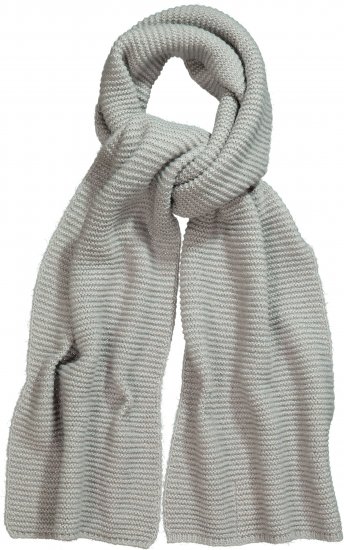 Ulla Popken Garter Stitch Knit Scarf Light Grey Melange - Kiegészítők - 