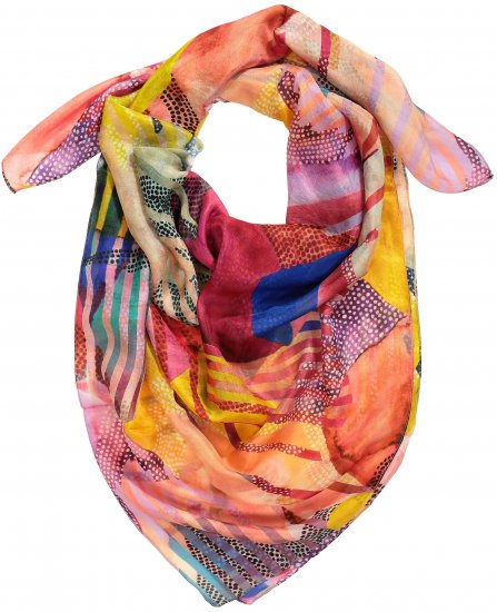 Ulla Popken Colorful Square Silk Scarf Rainbow - Kiegészítők - 