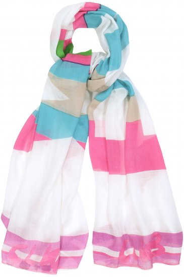 Ulla Popken Pink Lettering Border Print Scarf Snow White - Kiegészítők - 