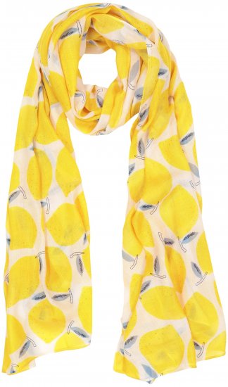 Ulla Popken Lemon Print Scarf Sun Yellow - Kiegészítők - 