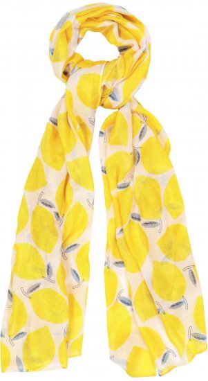 Ulla Popken Lemon Print Scarf Sun Yellow - Kiegészítők - 
