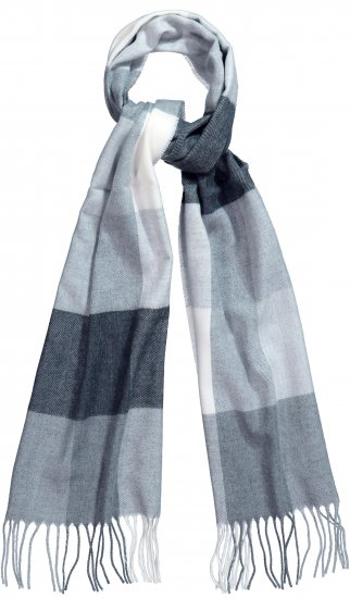 Ulla Popken Checked Fringed Hem Scarf Light Grey Melange - Kiegészítők - 