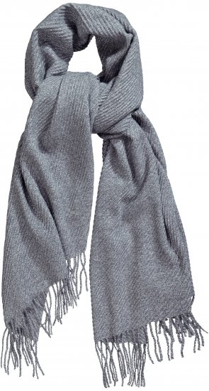 Ulla Popken Ribbed Knit Fringed Hem Scarf Grey Melange - Kiegészítők - 