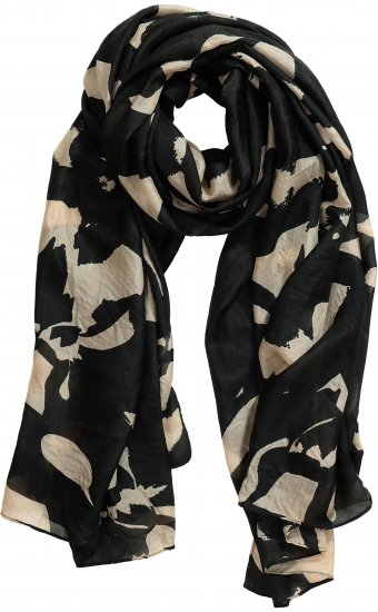 Ulla Popken Printed Silk Scarf Black - Kiegészítők - 