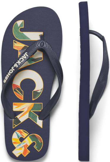 Jack & Jones Logo Palm Print Flip Flop Slippers Medieval Blue - Férfi cipők 40-52 - 