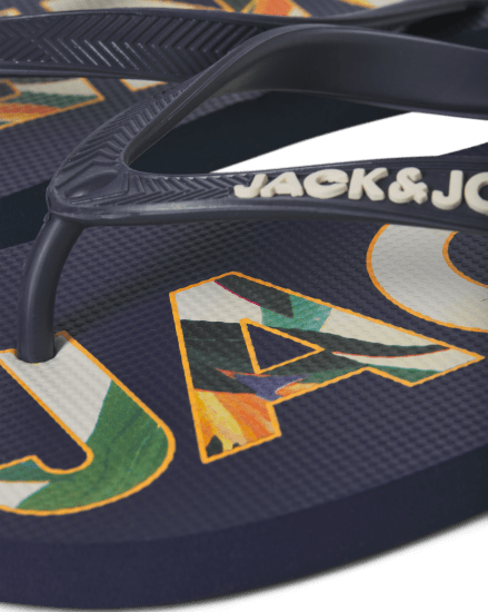Jack & Jones Logo Palm Print Flip Flop Slippers Medieval Blue - Férfi cipők 40-52 - 