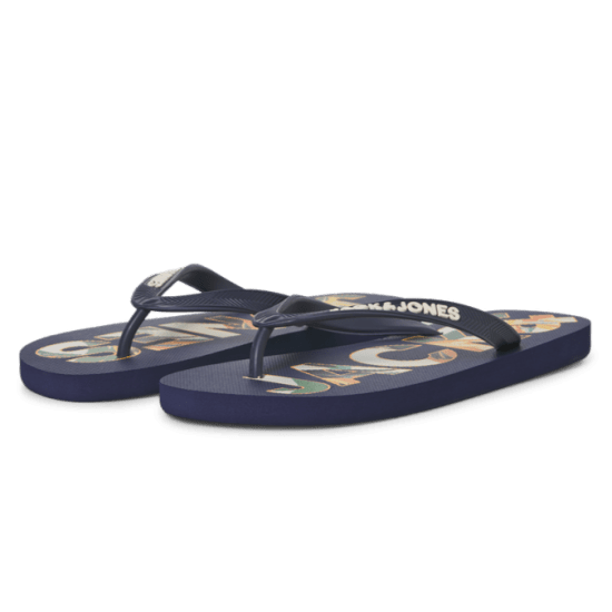 Jack & Jones Logo Palm Print Flip Flop Slippers Medieval Blue - Férfi cipők 40-52 - 