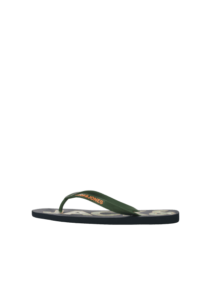 Jack & Jones Logo Palm Print Flip Flop Slippers Navy Blazer/Verdant Green - Férfi cipők 40-52 - 