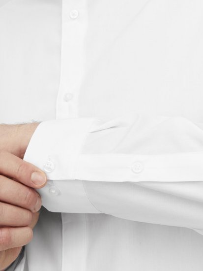 Motley Denim Big Sizes for Men Jack & Jones JOE Shirt Long Sleeve Plain Casual White