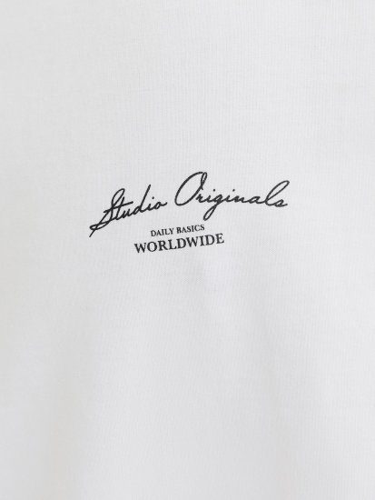 Jack & Jones Lington Back And Front Print Crew Neck T-Shirt Bright White - Pólók - Nagyméretű pólók - 2XL-14XL