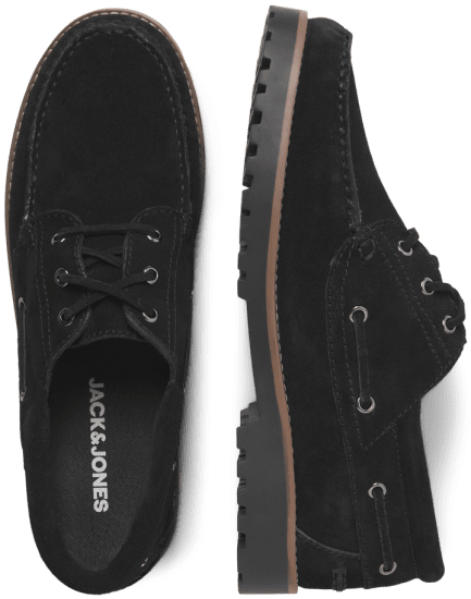 Jack & Jones Brooklyn Suede Boat Shoes Black - Férfi cipők 40-52 - 