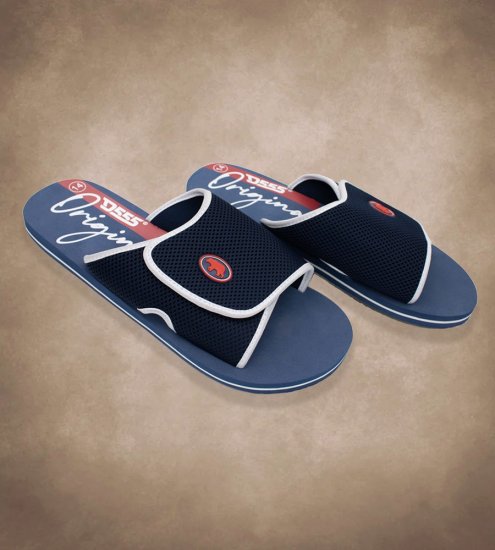 D555 DRAKE Slippers With Velcro Fastening Navy - Férfi cipők 40-52 - 