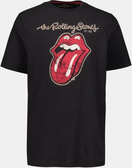 JP1880 Rolling Stones Graphic Band Comfort Fit T-Shirt Black - Pólók - Nagyméretű pólók - 2XL-14XL