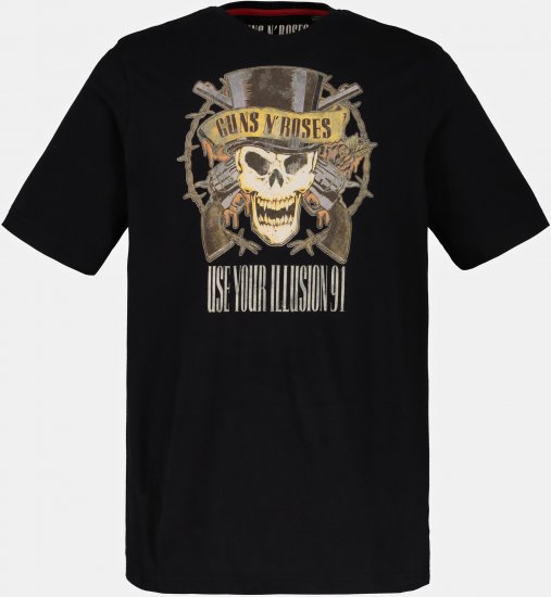JP1880 Guns N’ Roses Skull Comfort Fit Band T-Shirt Black - Pólók - Nagyméretű pólók - 2XL-14XL