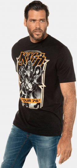 JP1880 KISS Retro Graphic Comfort Fit Band T-Shirt Black - Pólók - Nagyméretű pólók - 2XL-14XL