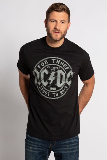 JP1880 AC/DC Graphic Comfort Fit Band T-Shirt Black - Pólók - Nagyméretű pólók - 2XL-14XL