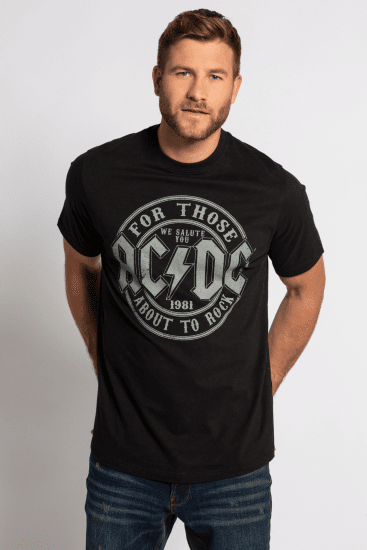 JP1880 AC/DC Graphic Comfort Fit Band T-Shirt Black - Pólók - Nagyméretű pólók - 2XL-14XL