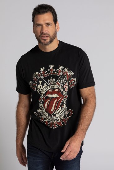 JP1880 Rolling Stones Graphic Comfort Fit Band T-Shirt Black - Pólók - Nagyméretű pólók - 2XL-14XL